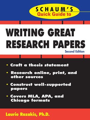 Schaum's Quick Guide to Writing Great Research Papers - ebook